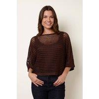 Blue Vanilla Women's Brown Round Neck Net Top | Size: S/M
