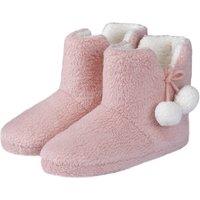 Smart Living Women's Teddy Fleece Bootie Slippers in Pink | Size: Medium