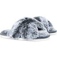 Smart Living Women's Faux Rabbit Fur Slippers in Grey | Size: Small
