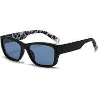 PEACH ACCESSORIES Women's Square Sunglasses with Leopard Print Arms in Black