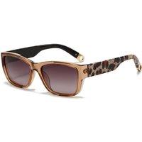PEACH ACCESSORIES Women's Square Sunglasses with Leopard Print Arms in Brown