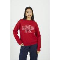 Brave Soul Women's Crew Neck Embroidered Sweatshirt in Red | Size: Large