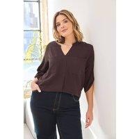 Evans Women's Woven Utility Shirt in Chocolate | Size: 30-32
