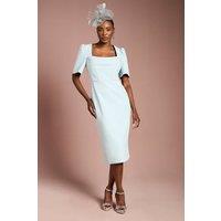 Coast Women's Short Sleeve Corset Pencil Dress in Duck Egg | Size: 8