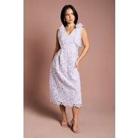 Coast Women's Petite Bow Shoulder Organza Lace Midi Dress in Lilac | Size: 6