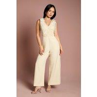 Coast Women's Petite Bow Shoulder Lace Jumpsuit in Lemon | Size: 6