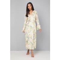 Wallis Women's Floral Ruffle Belted Midaxi Dress in Yellow | Size: 18