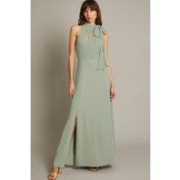 Monsoon Women's Monika Halter Chiffon Maxi Dress Blue in Green | Size: 12