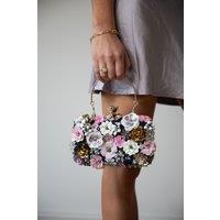 SVNX Women's Floral Applique Clutch Bag in Black