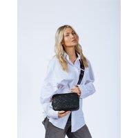 SVNX Women's Heart Quilted Crossbody Camera Bag in Black