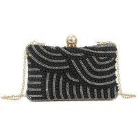 SVNX Women's Pearl Embellished Clutch Bag in Black