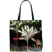 SVNX Women's Glossy Tropical Print Purse in Black