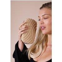 SVNX Women's Oval Pearl Clutch Bag In Gold