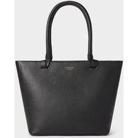 OSPREY LONDON Women's The Collier Leather Tote Bag in True Black