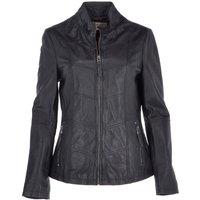 Ashwood Leather Women's 'Isla' Real Leather Mandarin Collared Jacket in Navy | Size: 10