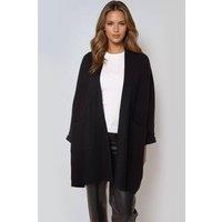 Aftershock London Women's Pearl Sleeve Open Cardigan in Black