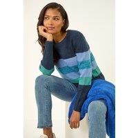 Roman Women's Sparkly Stripe Stretch Jumper in Blue | Size: 20
