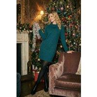 Roman Women's Roll Neck Knitted Jumper Dress in Teal | Size: 20