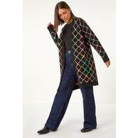 Roman Women's Longline Geometric Print Knit Cardigan | Size: 16