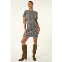 Roman Women's Textured Stretch Shift Dress in Black | Size: 10