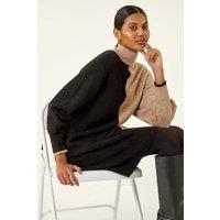 Roman Women's Contrast Colour Knit Dress in Beige | Size: 16