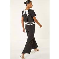 Roman Women's Ric Rac Trim Stretch Jumpsuit in Black | Size: 16