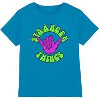 Stranger Things Hang 10 Hand Kids T-Shirt, Turquoise | Size: 9-11 Years