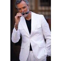 CLAUDIO LUGLI Men's Lightweight Linen Suit Set in White | Size: 40R