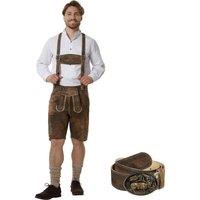 tectake Men's Lederhosen Jonathan With Matching Braces, Belt & Buckle For Oktoberfes in Brown | Size: 48