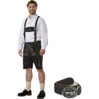 tectake Men's Lederhosen Johannes - Bone Buttons, High-Quality Braces & A Sturdy in Black | Size: 56