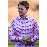 CLAUDIO LUGLI Men's The Ultimate Grand Prix Print Shirt in Pink | Size: 3XL