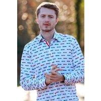 CLAUDIO LUGLI Men's The Ultimate Grand Prix Print Shirt in White | Size: XL
