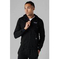 Firetrap Men's Regular Fit Zip Through Fleece Hoody with Drawstrings in Black | Size: Small