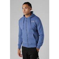 Firetrap Men's Regular Fit Cotton Rich Zip Through Hoody with Drawstring in Mid Blue | Size: XL