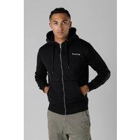 Firetrap Men's Regular Fit Cotton Rich Zip Through Hoody with Drawstring in Black | Size: Small