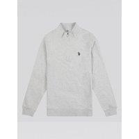 U.S. POLO ASSN. Men's Double Horsemen Zip Loop Back Sweatshirt in Mid Grey | Size: 2XL