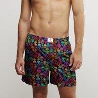 CLAUDIO LUGLI Multi Skull Cotton Poplin Print Boxer Shorts in Black | Size: 2XL