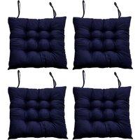 Living and Home 4Pcs Soft Thicken Tatami Seat Cushion in Dark Blue