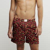 CLAUDIO LUGLI Strawberry Cotton Poplin Print Boxer Shorts in Black | Size: Small