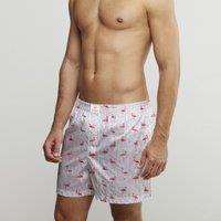 CLAUDIO LUGLI Flamingo Raindrop Cotton Poplin Print Boxer Shorts in White | Size: Small