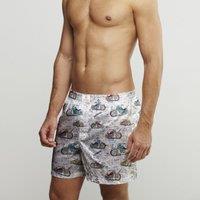 CLAUDIO LUGLI Maps & Motorbikes Cotton Poplin Print Boxer Shorts in Grey | Size: XL