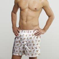 CLAUDIO LUGLI Pin Up Cotton Poplin Print Boxer Shorts in White | Size: XL