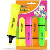 Bic Highlighter Flat - Assorted Neon - Blister pack of 4