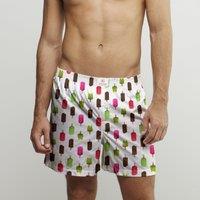CLAUDIO LUGLI Ice Cream Lollys Cotton Poplin Print Boxer Shorts in White | Size: Small