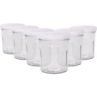 Argon Tableware 250ml Glass Jam Jars - Set of 6 - Empty Screw Top Preserving Jar in White
