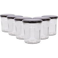 Argon Tableware 250ml Glass Jam Jars - Set of 6 - Empty Screw Top Preserving Jar in Black