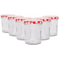 Argon Tableware 250ml Glass Jam Jars - Set of 6 - Empty Screw Top Preserving Jar in Red