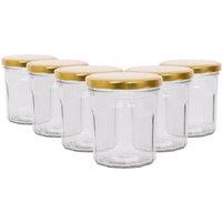 Argon Tableware 250ml Glass Jam Jars - Set of 6 - Empty Screw Top Preserving Jar in Gold