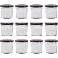 Argon Tableware 90ml Glass Jam Jars - Set of 12 - Empty Screw Top Preserving Jar in Black