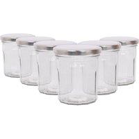 Argon Tableware 250ml Glass Jam Jars - Set of 6 - Empty Screw Top Preserving Jar in Silver